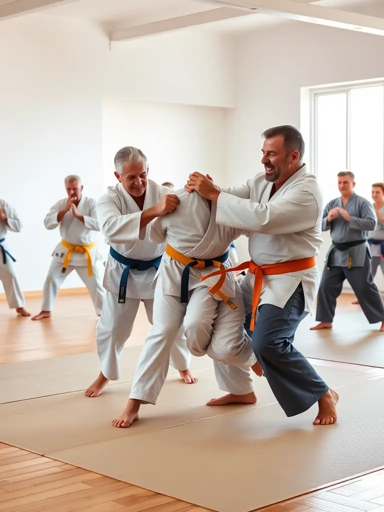 A powerful image of Sambo practitioners executing takedowns and grappling moves, showcasing the dynamic and versatile nature of Sambo training at DURANCE SPORTS DE COMBAT.